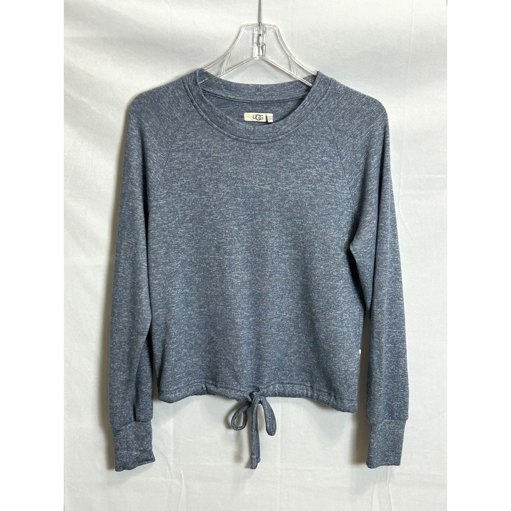 UGG Womens Blue Heathered EcoVero Viscose Drawstring Hem Sweatshirt XS 1117993 - Picture 2 of 9